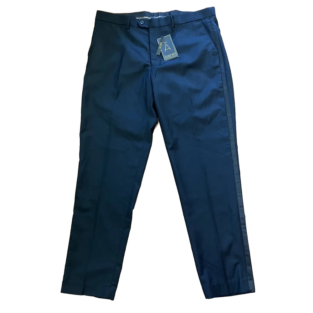 $90 NWT AZARMAN Mens Slim Fit‎ Black Slacks Size 38x30 Dress Pants Trousers